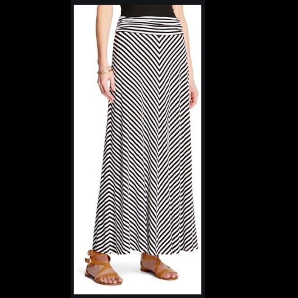Merona Navy & White Striped Maxi Skirt